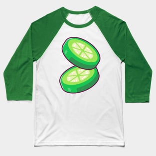 Floating Cucumber Slice Cartoon Baseball T-Shirt